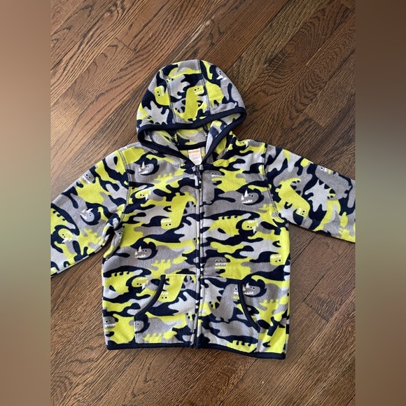 Gymboree Boy’s outfit  Gray & Green Fleece Hoodie With 🦕🦖 Dinosaurs print - Picture 3 of 6